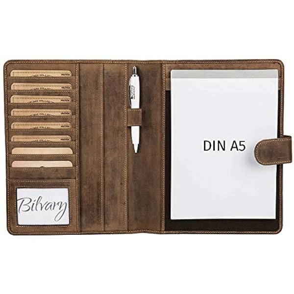 Greenburry Vintage lederen schrijfmap A5 conferentiemap aktetas documenten collemap map map BV-GB-5-25, bruin, Eén maat